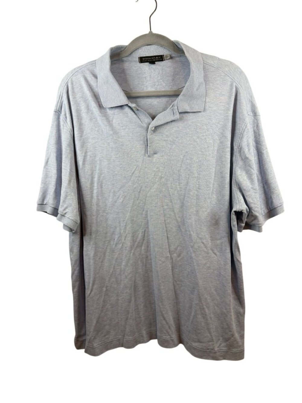 Banana Republic Mens Luxury Touch Polo Shirt XL Light Blue 100% Cotton Short Sle